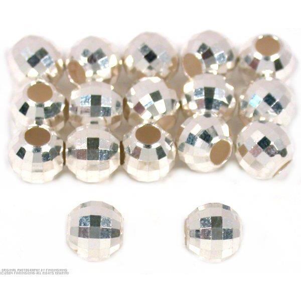12 Sterling Silver Mirror Ball Beads 7 x 6.5mm