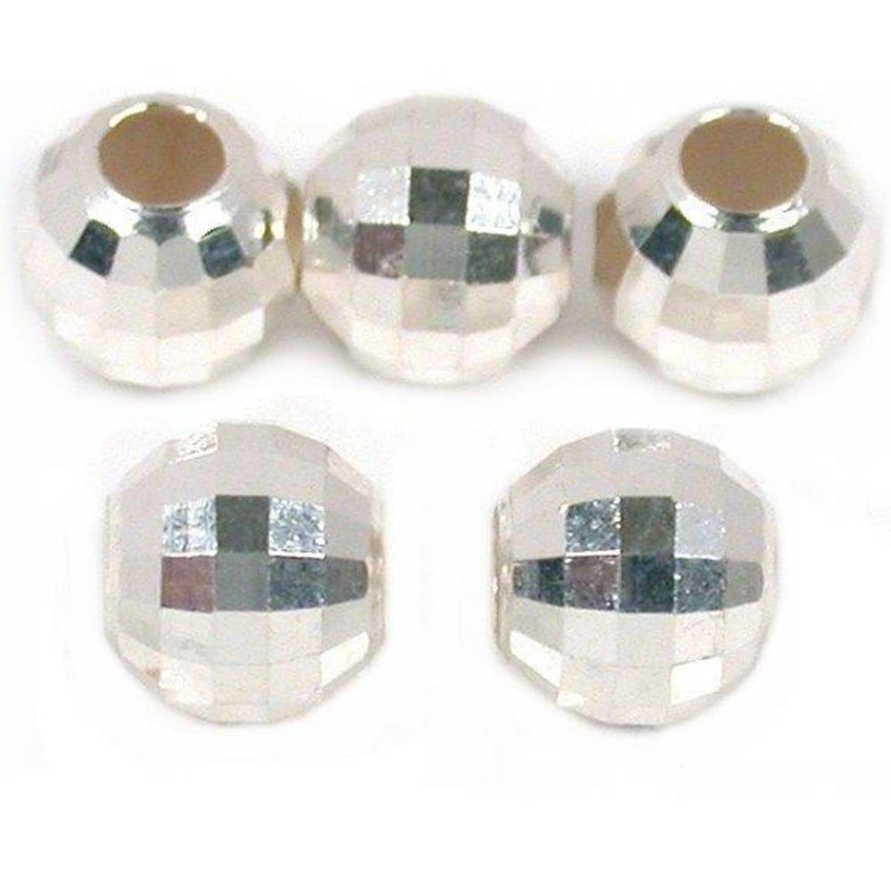 Mirror Ball Sterling Silver Beads 7mm 5Pcs FindingKing