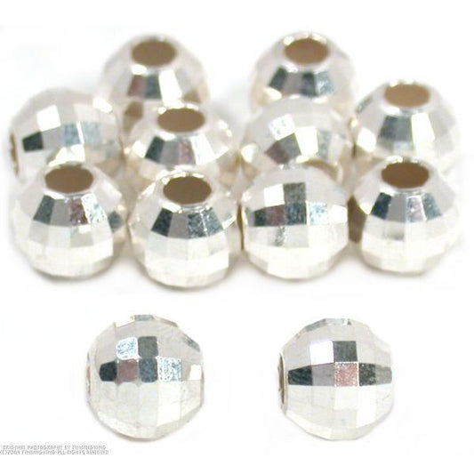 12 Sterling Silver Mirror Ball Beads 8 x 7mm