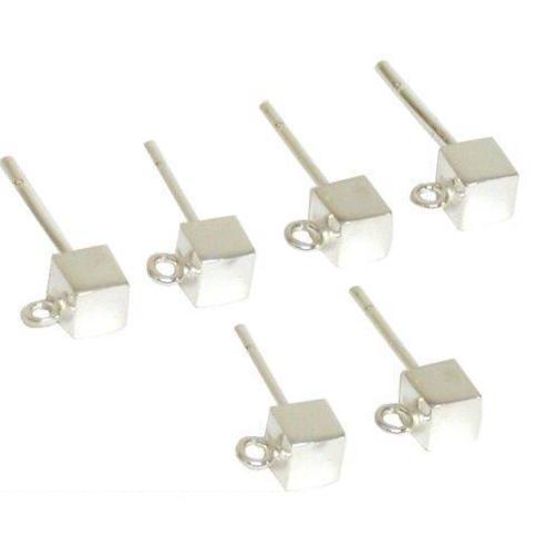 6 Sterling Silver Earrings Cube Jewelry Dangle Parts