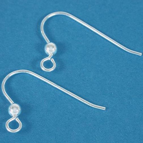 Shepherd Hooks & Ball Sterling Silver 21 Gauge 23mm 1 Pair
