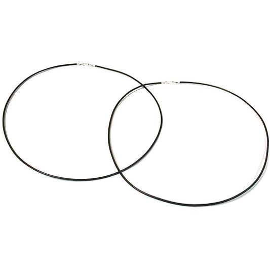 Leather Cord Necklaces Black 16" 2Pcs
