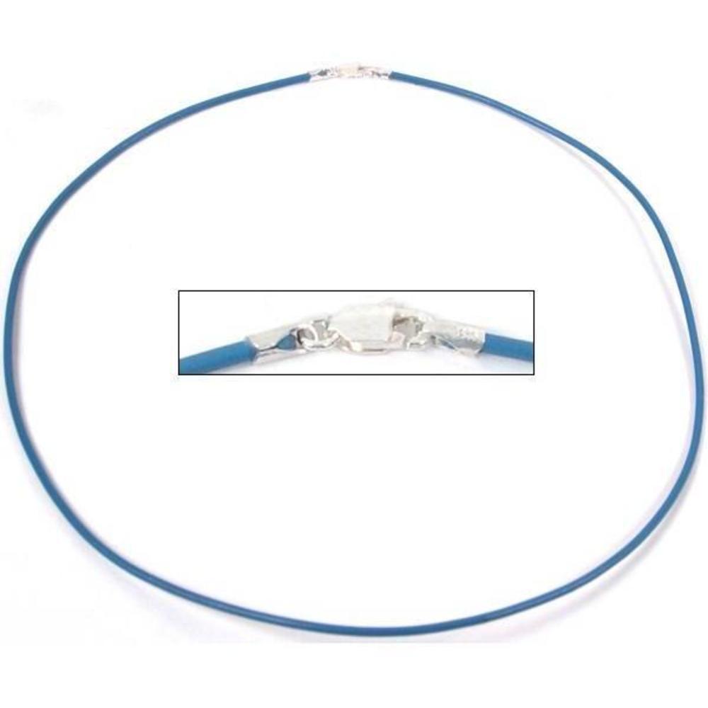 Leather Cord Necklace Light Blue 18"