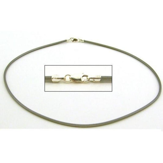 Rubber Cord Necklace Grey 16"