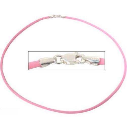 Rubber Cord Necklace Pink 16"