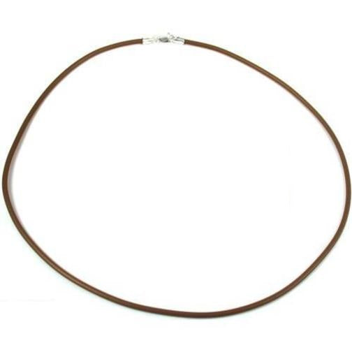 Rubber Cord Necklaces Brown 16" 2Pcs