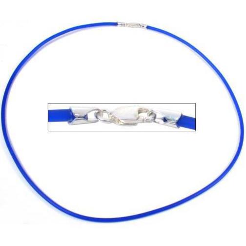 Rubber Cord Necklaces Blue 16" 2Pcs
