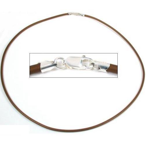 Rubber Cord Necklaces Brown 16" 2Pcs