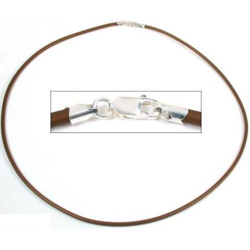 Black & Brown Rubber Necklace Cords W/ Silver Lobster Clasp 18" Long Kit 2 Pcs