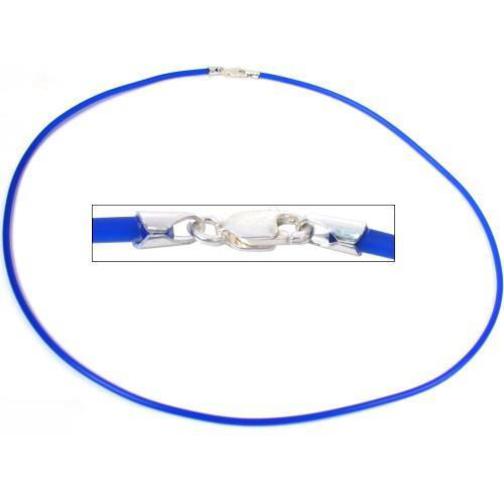 Rubber Cord Necklace Blue 18"