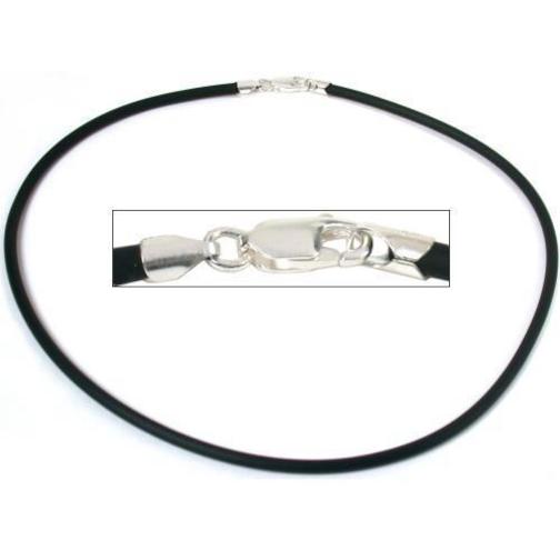 Rubber Cord Necklaces Black 16" 3Pcs