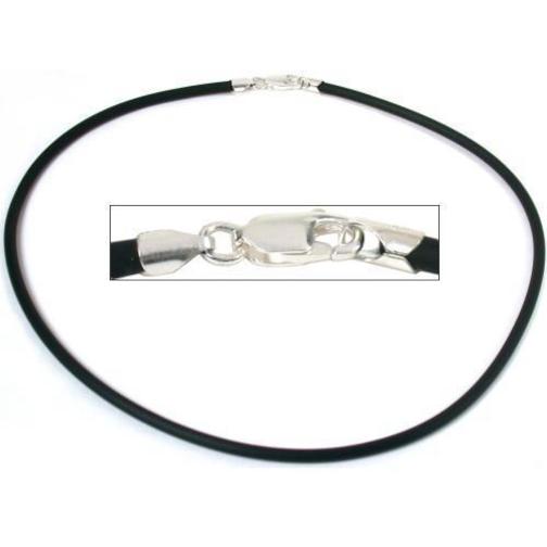 Rubber Cord Necklaces Black 16" & 18" 2Pcs