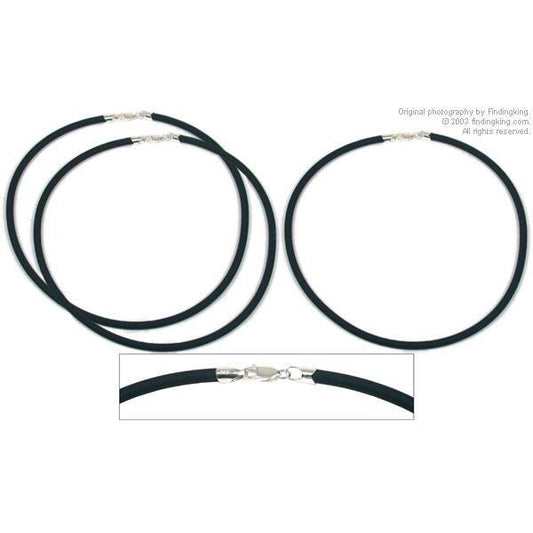 Rubber Cord Necklaces Black 16" 3Pcs