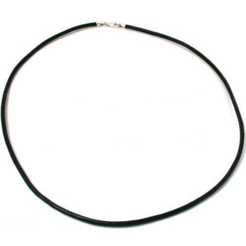 Black Leather Cord Necklace W/ Lobster Claw Clasp 16" Long Kit 2 Pcs