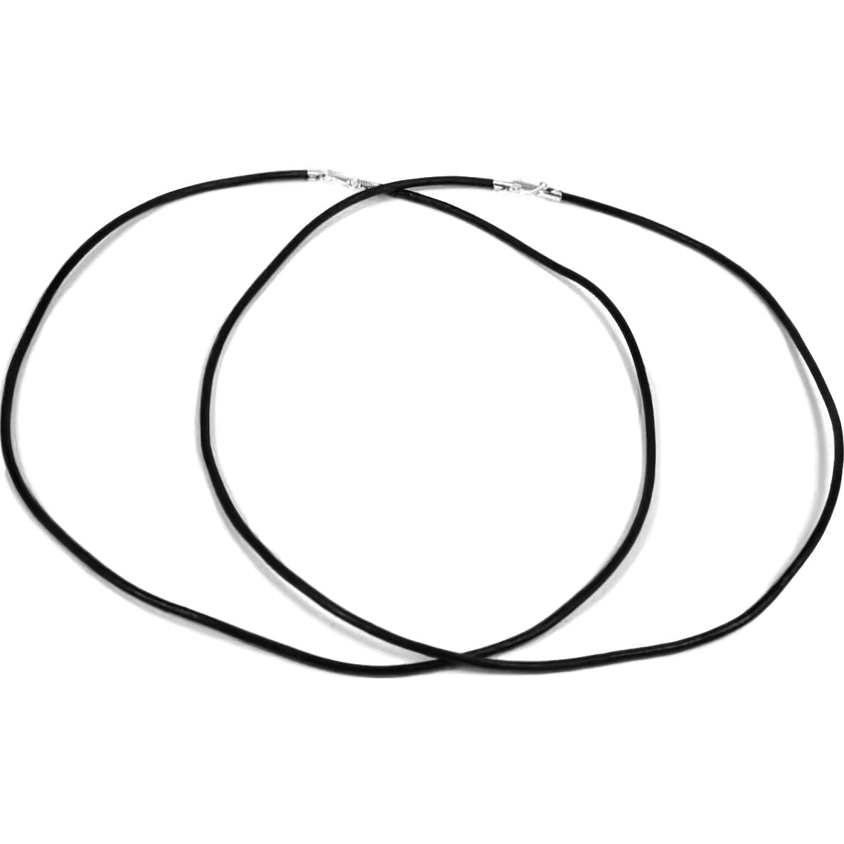 Leather Cord Necklaces Black 18" 2Pcs