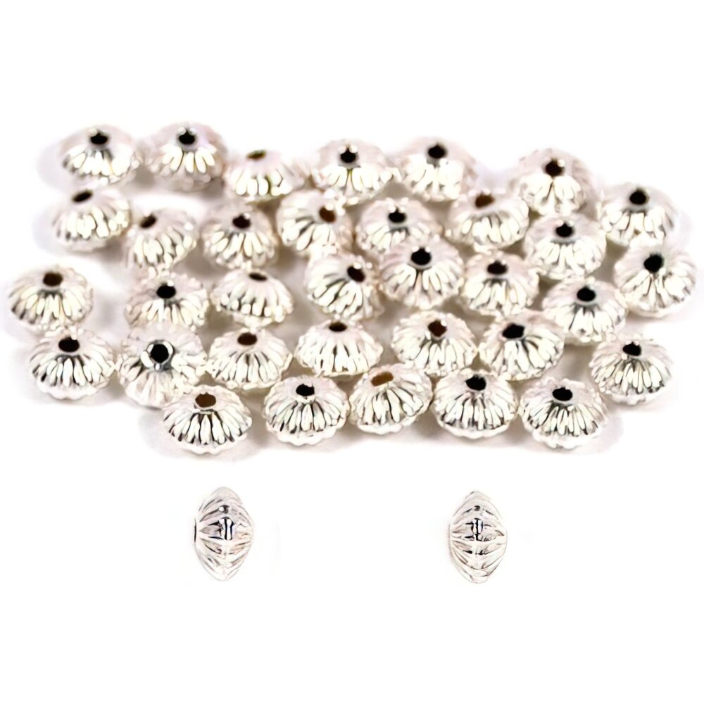36 Corrugated Saucer Beads Sterling Silver Beading Part