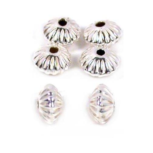Saucer Corrugated Sterling Silver Beads 4.5mm 6Pcs