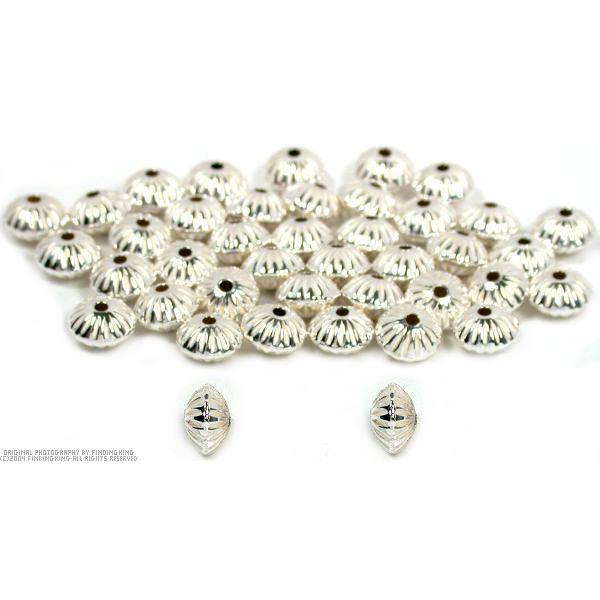 36 Corrugated Saucer Beads Sterling Silver Beading Part