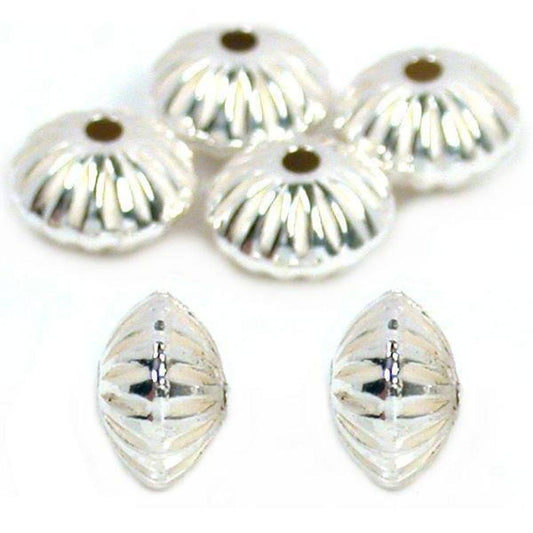 Saucer Corrugated Sterling Silver Beads 7mm 6Pcs