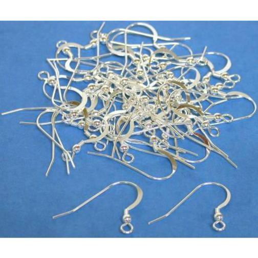 50 Fish Hook Ball Hoop Earrings Sterling Part