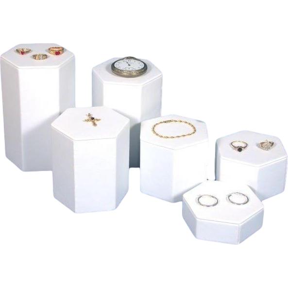 Findingking 6 White Leather Jewelry Risers Tall Showcase Display 2 Pcs