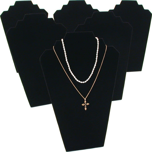 6 Black Velvet Padded 2 Tier Necklace Pendant Bust Showcase Displays 12.5"