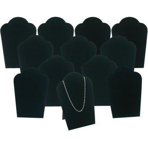 12 Black Velvet Necklace Pendant Jewelry Bust Display Easel 3 3/4" x 5 1/4"