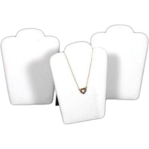 3 White Faux Leather Flocked Chain & Necklace Display