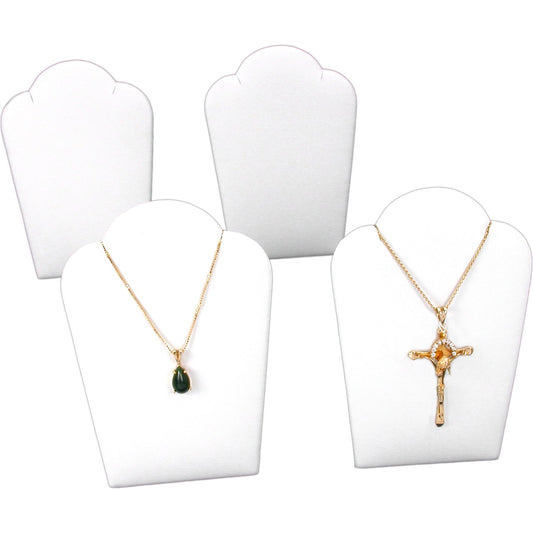 4 White Faux Leather Necklace Pendant Jewelry Display