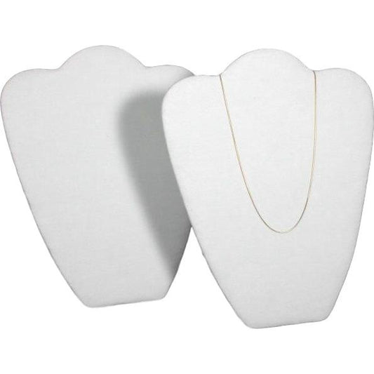 2 White Velvet Padded Necklace Pendant Bust Showcase Displays 10 7/8"