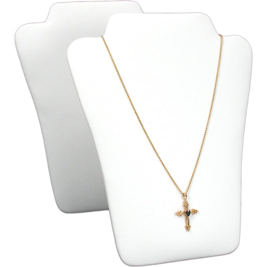2 White Leather Chain Easel Displays Jewelry Necklace