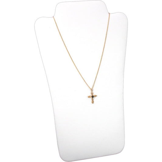 White Leather Necklace Easel Display Jewelry Case 12.5"