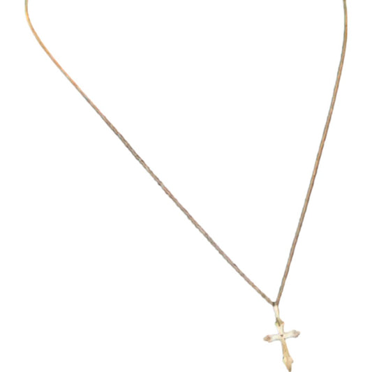 Cross Charm 20.5mm & 18" Chain 14k Gold