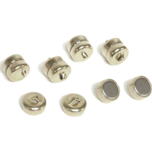 Round Magnetic Clasp Silver Plated 6mm 6Pcs