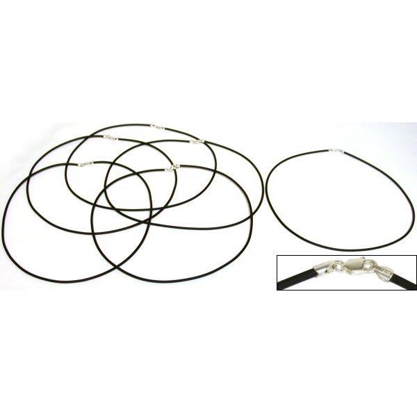 Rubber Cord Necklaces Black 18" 6Pcs