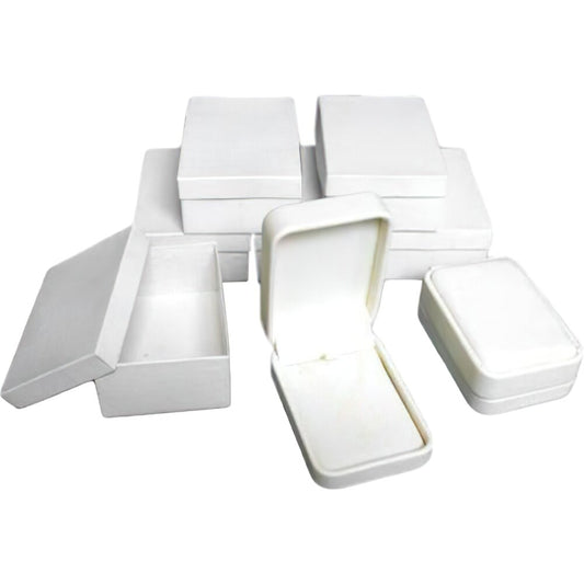 6 White Faux Leather Pendant & Chain Gift Boxes