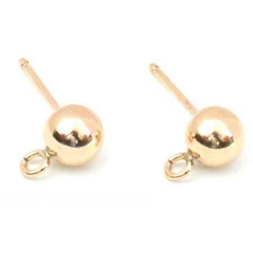 Ball Stud Earrings w/ Hoop Gold Filled 5mm 1 Pair
