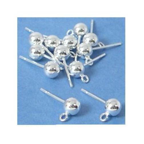 12 Sterling Silver Ball Stud Earrings 5mm