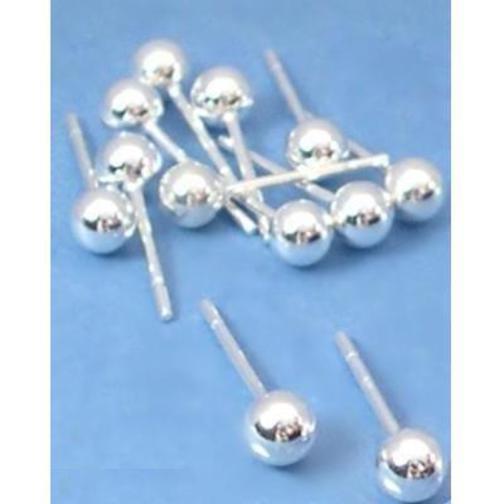Ball Stud Earrings Sterling Silver 4mm 6 Pairs