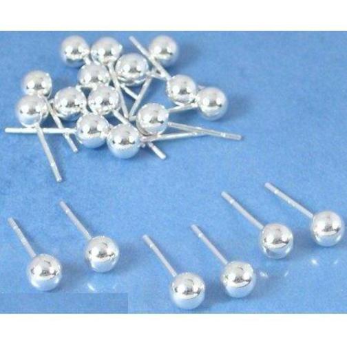 Ball Stud Earrings Sterling Silver 5mm 10 Pairs