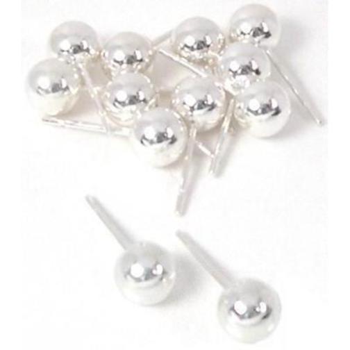 Ball Stud Earrings Sterling Silver 6mm 6 Pairs