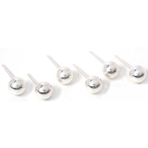 Ball Stud Earrings Sterling Silver 6mm 3 Pairs