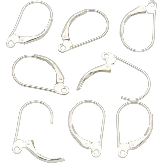8 Sterling Silver Leverback Earrings 10 x 18mm