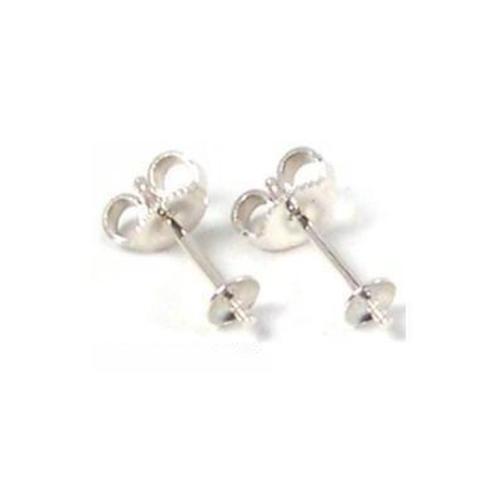 Cup Post Earrings & Backs Sterling Silver 12mm 1 Pair