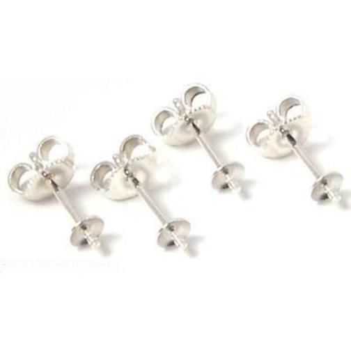 4 Sterling Silver Cup Post Earrings Jewelry Making Piercing 12mm x 4mm