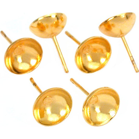 Cup Post Earrings Gold Filled 12mm 3 Pairs