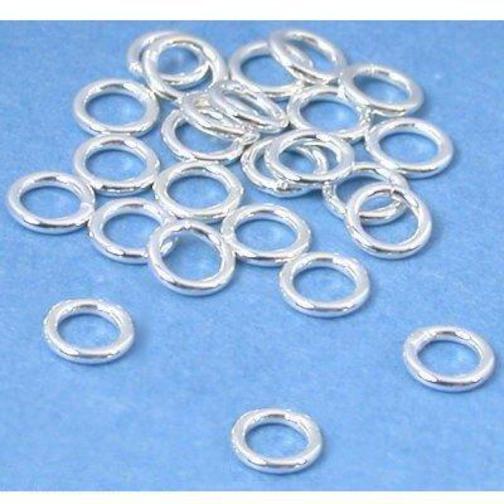 Round Closed Jump Rings Sterling Silver 21 Gauge 4mm 25Pcs