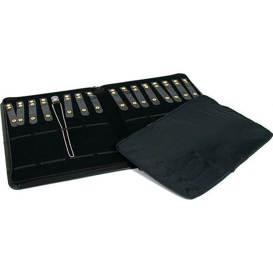 Chain Presentation Folder Black Faux Leather 14"