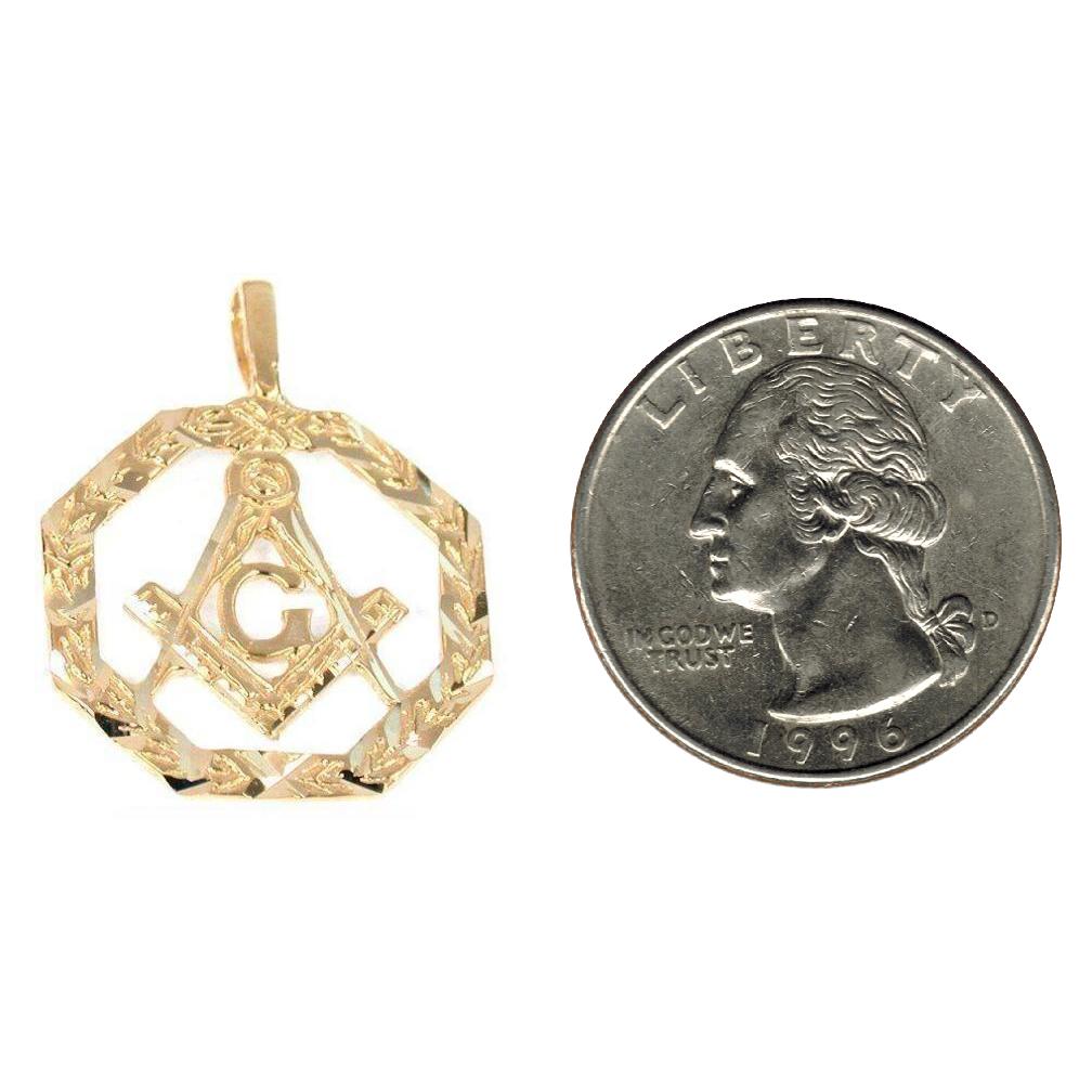 Freemason Charm 25mm & 18" Chain 14k Gold