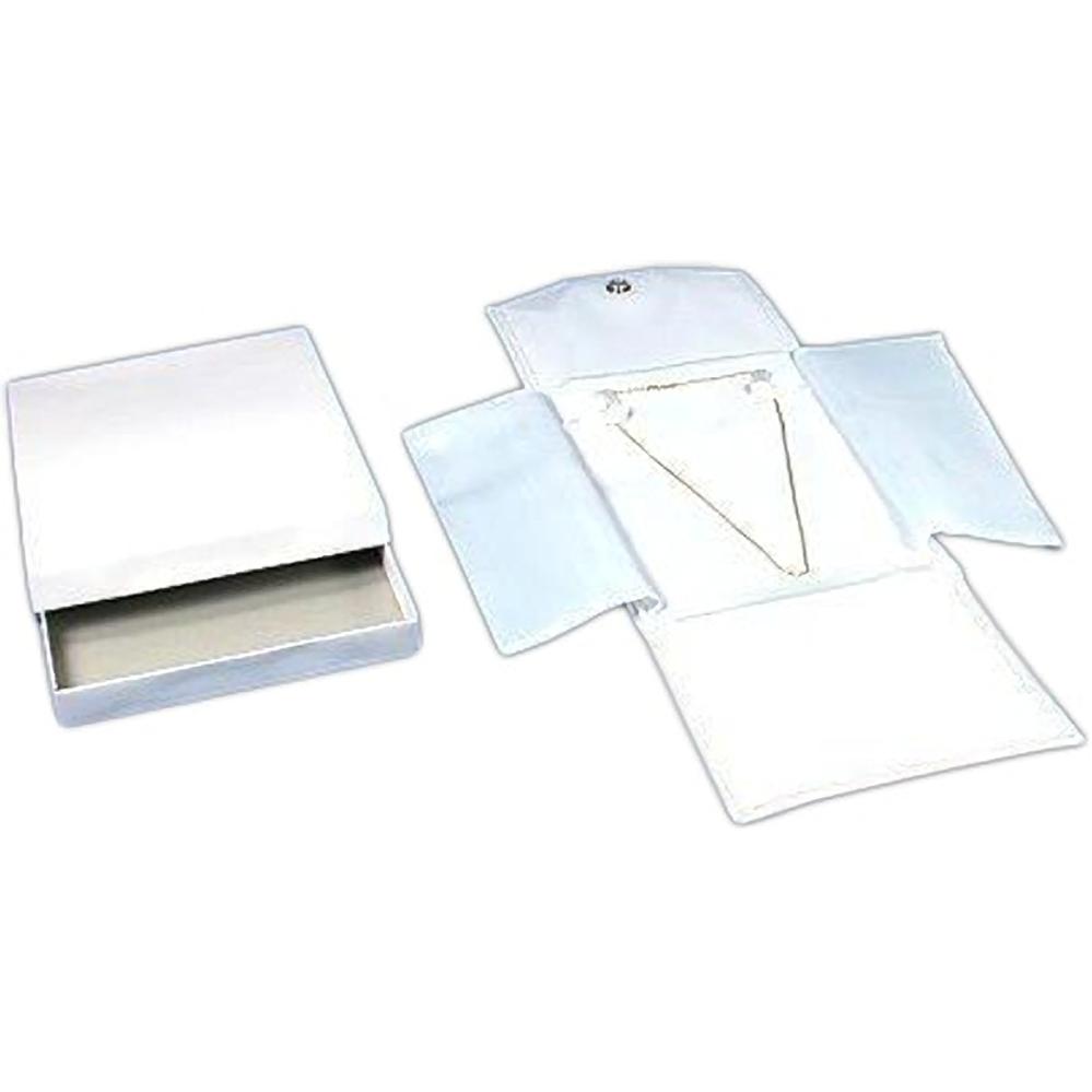 3 White Faux Leather Necklace & Chain Display Folders